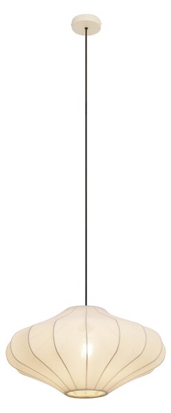 Lampa wisząca Japandi beżowa z materiałowym abażurem 50 cm - Plu Oswietlenie wewnetrzne