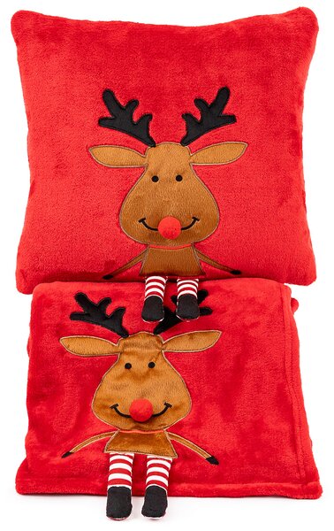 4Home Świąteczna poszewka na poduszkę Happy Reindeer, 40 x 40 cm