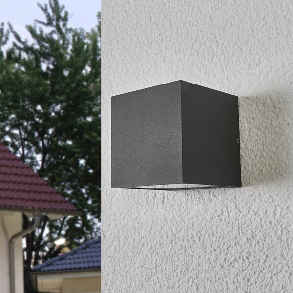 Kinkiet zewnętrzny LED Merjem Lucande, aluminiowy / szary / cynkowy, aluminium, nowoczesny