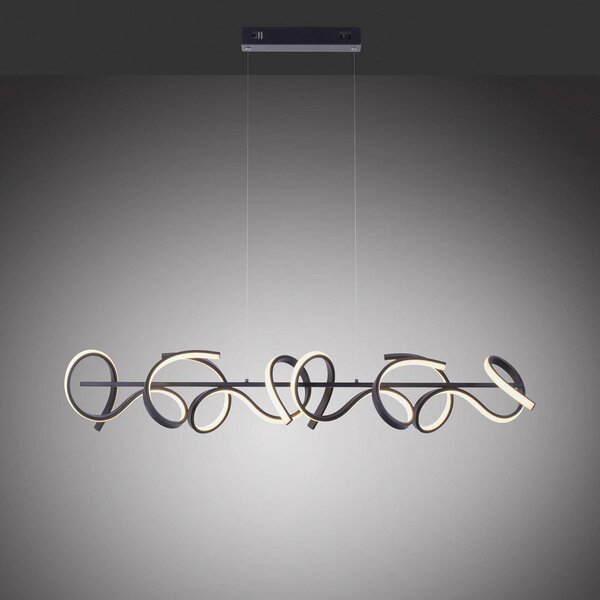 JUST LIGHT. Lampa wisząca LED Curls, czarna, metalowa, długość 99 cm, ściemniana