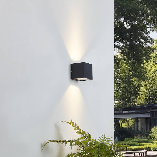 Kinkiet zewnętrzny LED Merjem Lucande, aluminiowy / szary / cynkowy, aluminium, nowoczesny
