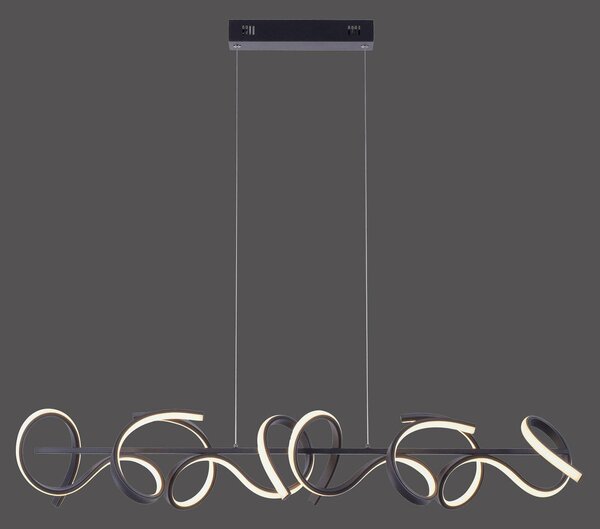 JUST LIGHT. Lampa wisząca LED Curls, czarna, metalowa, długość 99 cm, ściemniana