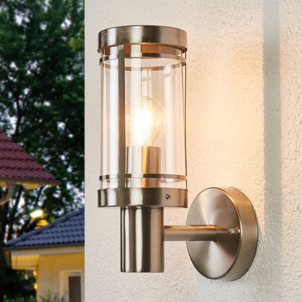 Kinkiet zewnętrzny Djori Lindby, możliwość ściemniania, aluminiowy / szary / cynkowy, stal szlachetna, nowoczesny
