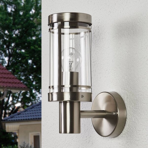 Kinkiet zewnętrzny Djori Lindby, możliwość ściemniania, aluminiowy / szary / cynkowy, stal szlachetna, nowoczesny