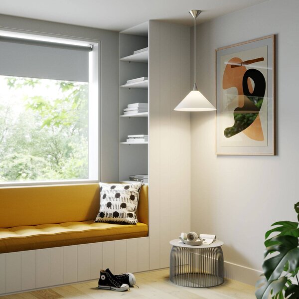 Lampa wisząca szklana Petra Lindby, możliwość ściemniania, biały / opal, kuchnia, szkło, nowoczesny
