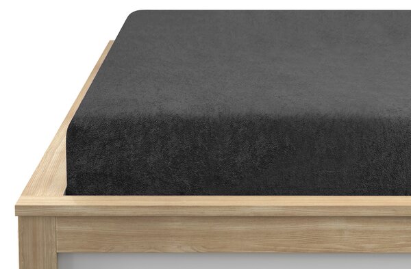 Prześcieradło frotte ciemnoszare 90 x 200 cm