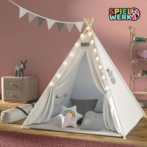 Namiot tipi JULIUS, 120x120x160cm, biała/szara Spielwerk