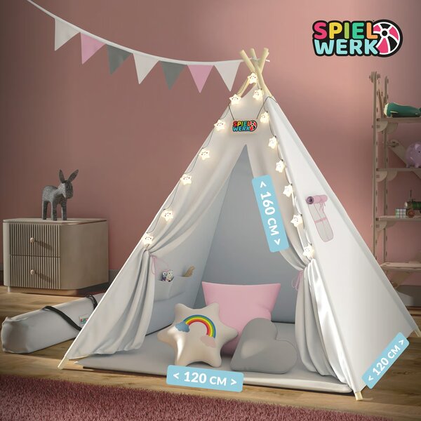 Namiot tipi JULIA, 160x120x120cm, beżowo/różowa Spielwerk