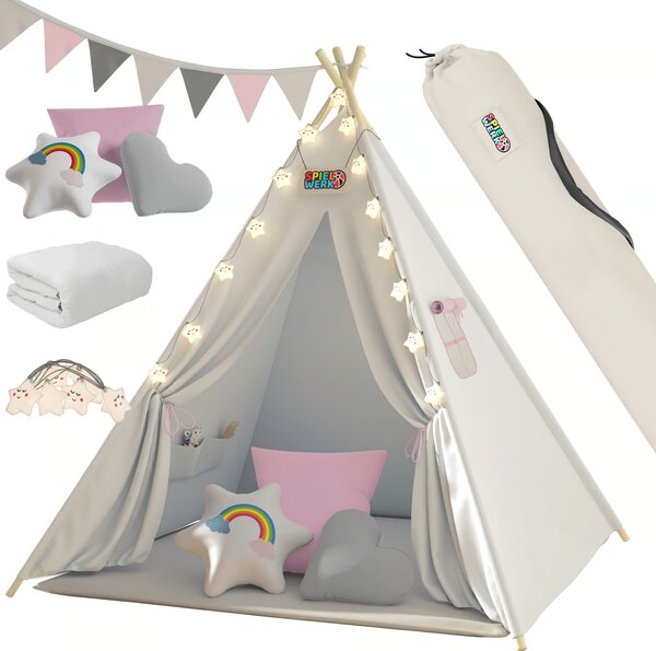 Namiot tipi JULIA, 160x120x120cm, beżowo/różowa Spielwerk