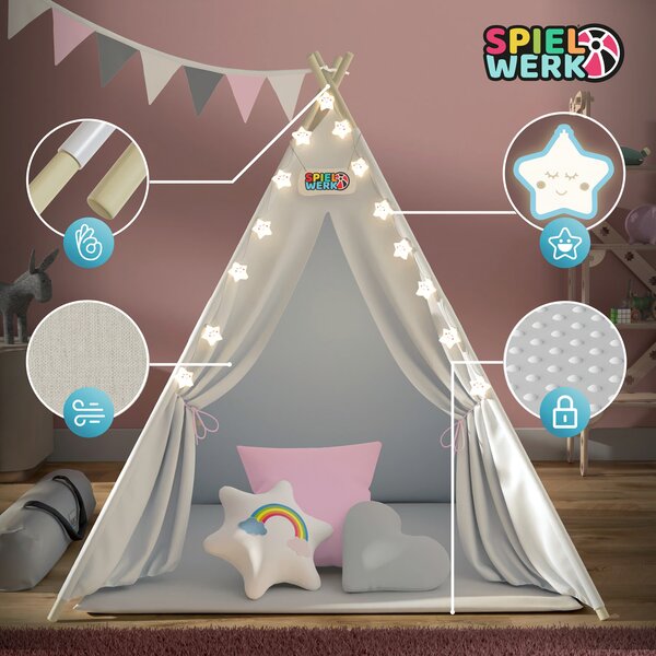 Namiot tipi JULIA, 160x120x120cm, beżowo/różowa Spielwerk