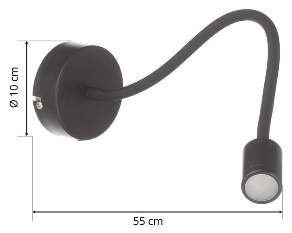 IDEAL LUX Kinkiet LED Focus, czarny, sypialnia, metal, nowoczesny