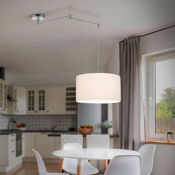 Helestra Lampa wisząca Certo, możliwość ściemniania, biały / opal, salon / jadalnia, tkanina / materiał / jedwab, nowoczesny