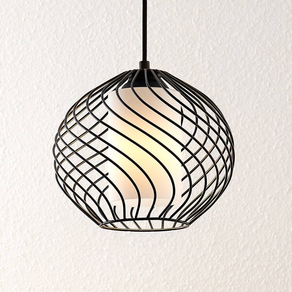 Lampa wisząca Cedrice Lindby, możliwość ściemniania, czarny, salon / jadalnia, metal, vintage