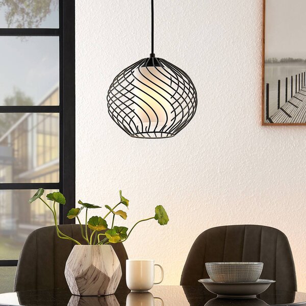 Lampa wisząca Cedrice Lindby, możliwość ściemniania, czarny, salon / jadalnia, metal, vintage