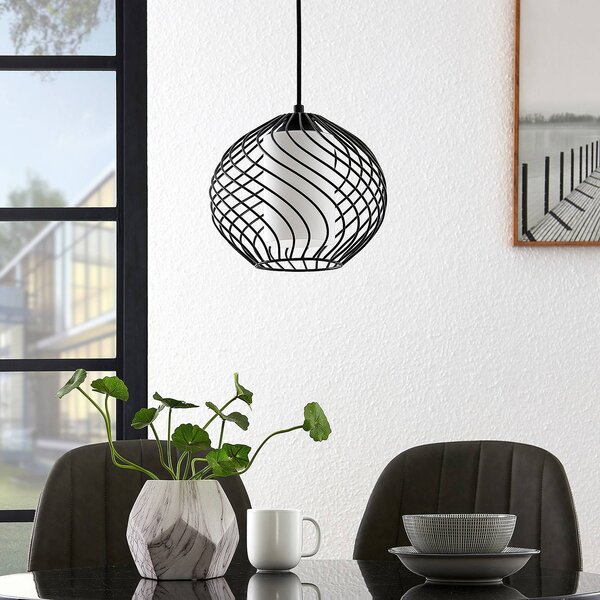 Lampa wisząca Cedrice Lindby, możliwość ściemniania, czarny, salon / jadalnia, metal, vintage