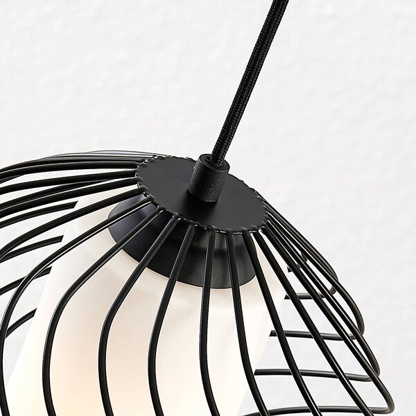 Lampa wisząca Cedrice Lindby, możliwość ściemniania, czarny, salon / jadalnia, metal, vintage