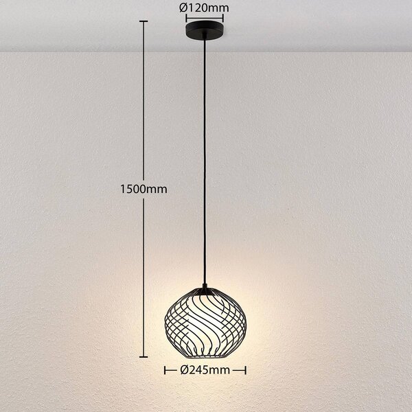 Lampa wisząca Cedrice Lindby, możliwość ściemniania, czarny, salon / jadalnia, metal, vintage