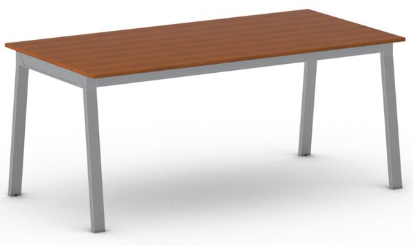 Stół konferencyjny do biura PRIMO BASIC, 180x90 cm, szaro-srebrna podstawa, czereśnia