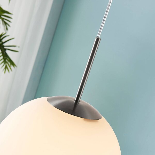Lampa wisząca szklana Marike Lindby, możliwość ściemniania, biały / opal, salon / jadalnia, szkło, nowoczesny