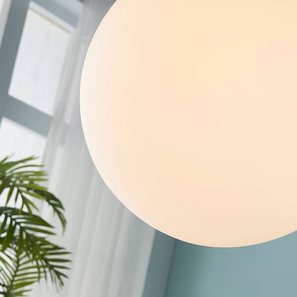 Lampa wisząca szklana Marike Lindby, możliwość ściemniania, biały / opal, salon / jadalnia, szkło, nowoczesny