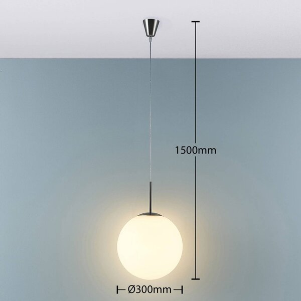Lampa wisząca szklana Marike Lindby, możliwość ściemniania, biały / opal, salon / jadalnia, szkło, nowoczesny