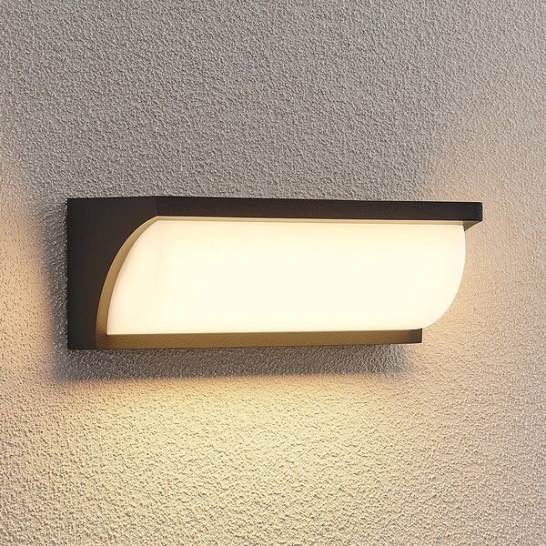 Kinkiet zewnętrzny LED Aune Lucande, czarny, aluminium, nowoczesny