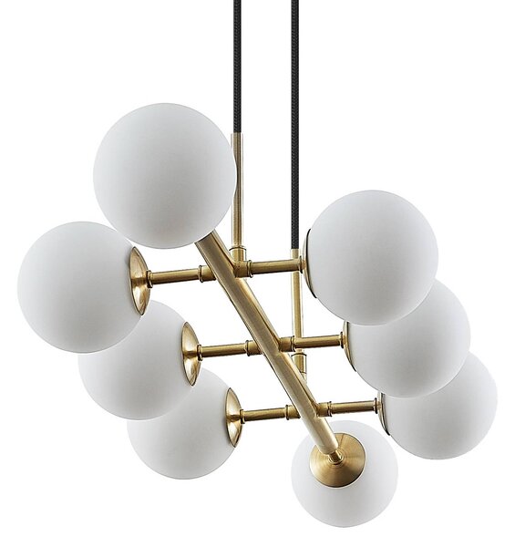 Lampa wisząca szklana Kiamo Lindby, możliwość ściemniania, biały / opal, salon / jadalnia, metal, nowoczesny