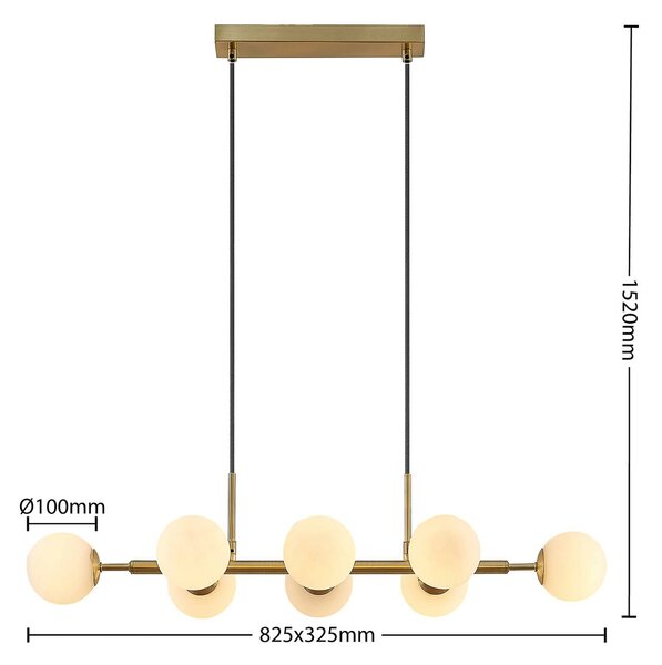 Lampa wisząca szklana Kiamo Lindby, możliwość ściemniania, biały / opal, salon / jadalnia, metal, nowoczesny