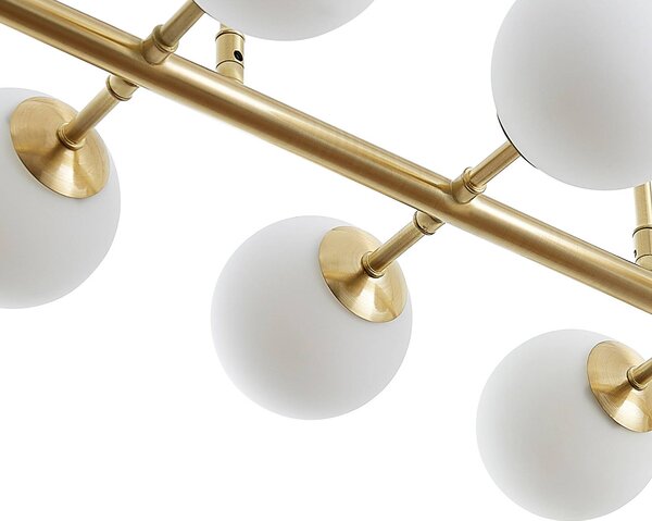 Lampa wisząca szklana Kiamo Lindby, możliwość ściemniania, biały / opal, salon / jadalnia, metal, nowoczesny