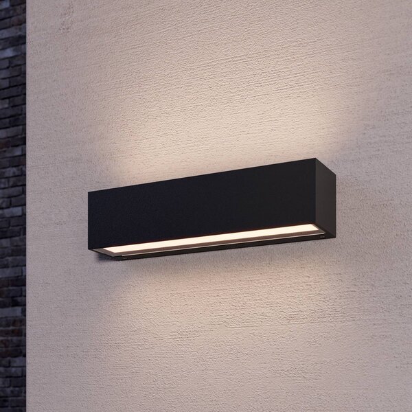 Kinkiet zewnętrzny LED Lengo Lucande, czarny, aluminium, nowoczesny
