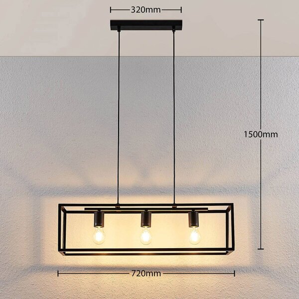 Lampa wisząca Emily Lindby, możliwość ściemniania, czarny, kuchnia, metal, nowoczesny