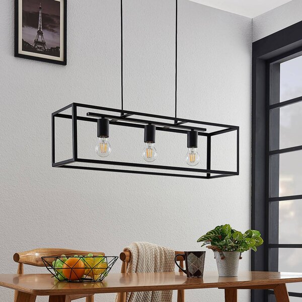 Lampa wisząca Emily Lindby, możliwość ściemniania, czarny, kuchnia, metal, nowoczesny