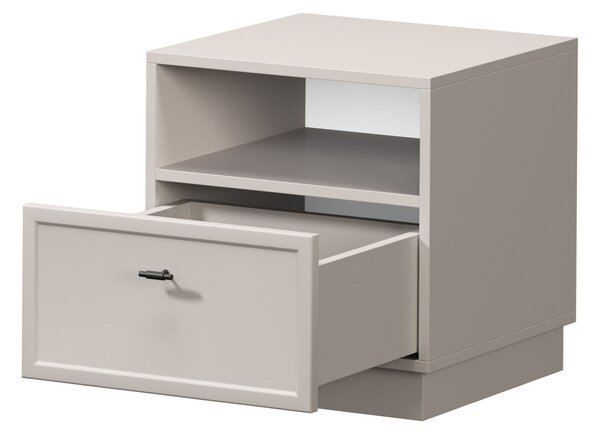 Szafka nocna Lorini z szufladą 45 cm - kaszmir / czarny uchwyt T-bar