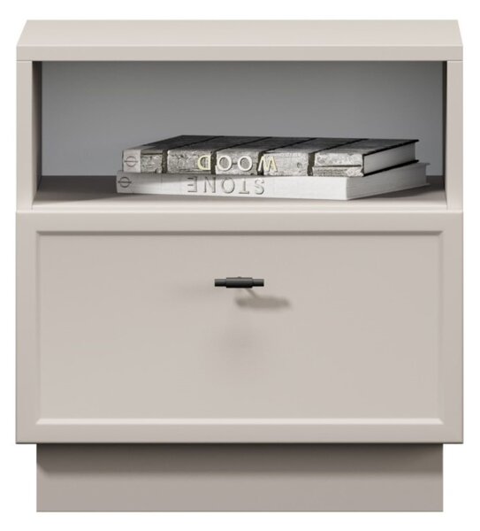 Szafka nocna Lorini z szufladą 45 cm - kaszmir / czarny uchwyt T-bar