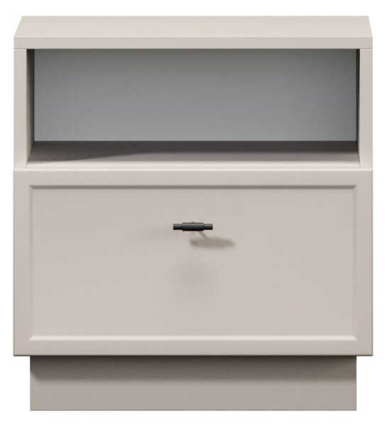 Szafka nocna Lorini z szufladą 45 cm - kaszmir / czarny uchwyt T-bar