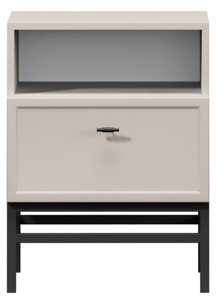 Szafka nocna Lorini z szufladą 45 cm - kaszmir / czarny uchwyt T-bar / stelaż