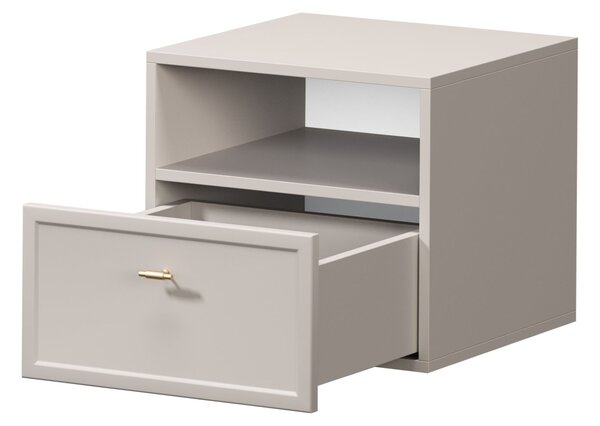 Szafka nocna wisząca Lorini z szufladą 45 cm - kaszmir / złoty uchwyt T-bar