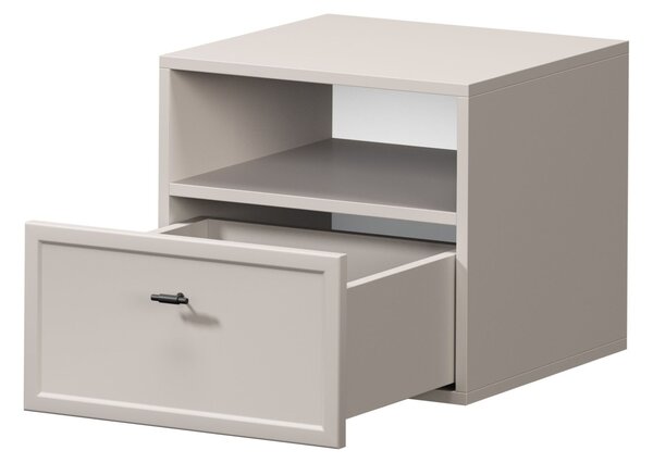 Szafka nocna wisząca Lorini z szufladą 45 cm - kaszmir / czarny uchwyt T-bar