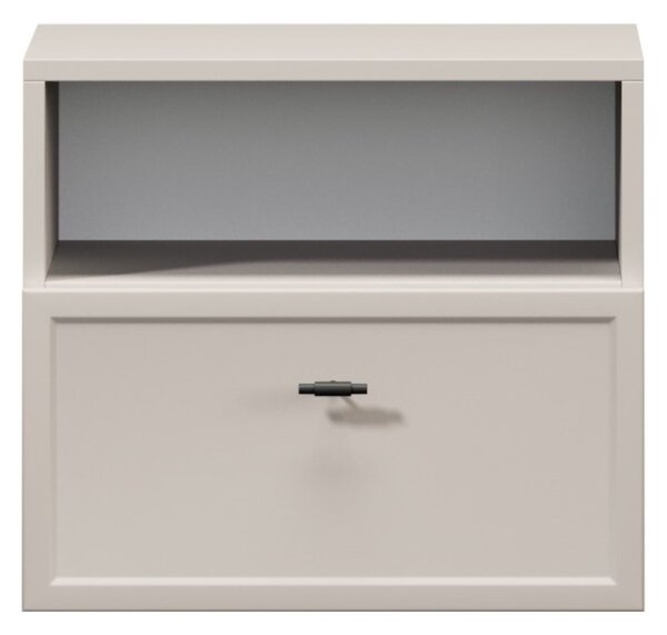 Szafka nocna wisząca Lorini z szufladą 45 cm - kaszmir / czarny uchwyt T-bar