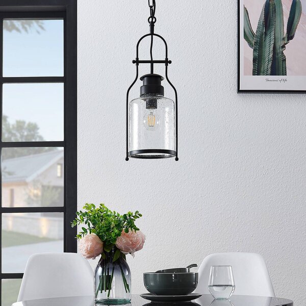 Lampa wisząca Rozalie Lindby, możliwość ściemniania, czarny, przedpokój, metal, vintage