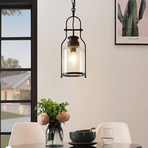 Lampa wisząca Rozalie Lindby, możliwość ściemniania, czarny, przedpokój, metal, vintage
