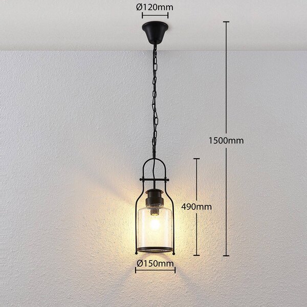Lampa wisząca Rozalie Lindby, możliwość ściemniania, czarny, przedpokój, metal, vintage
