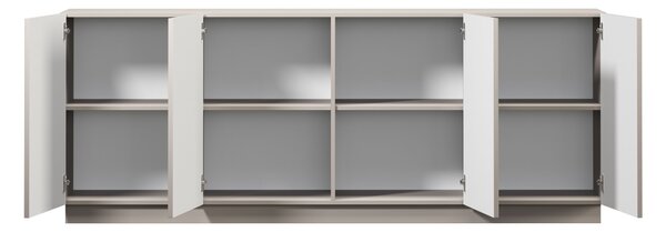 Komoda Lorini 200 cm czterodrzwiowa - kaszmir / czarne uchwyty T-bar
