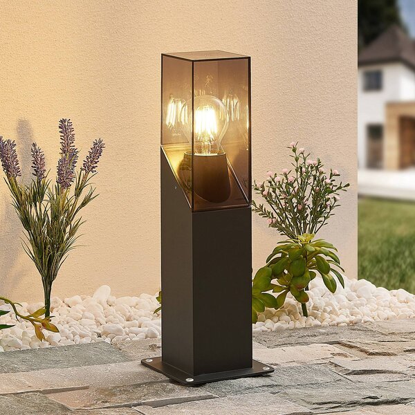 Lampa ogrodowa stojąca Fiola Lucande, możliwość ściemniania, czarny, aluminium, nowoczesny