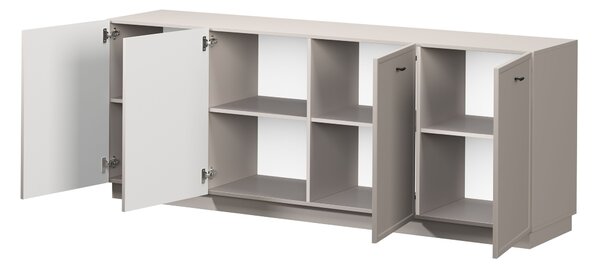 Komoda Lorini 200 cm czterodrzwiowa - kaszmir / czarne uchwyty T-bar