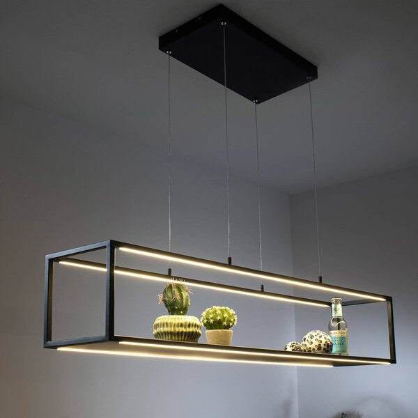 Paul Neuhaus Lampa wisząca Conni, możliwość ściemniania, czarny, salon / jadalnia, metal, nowoczesny