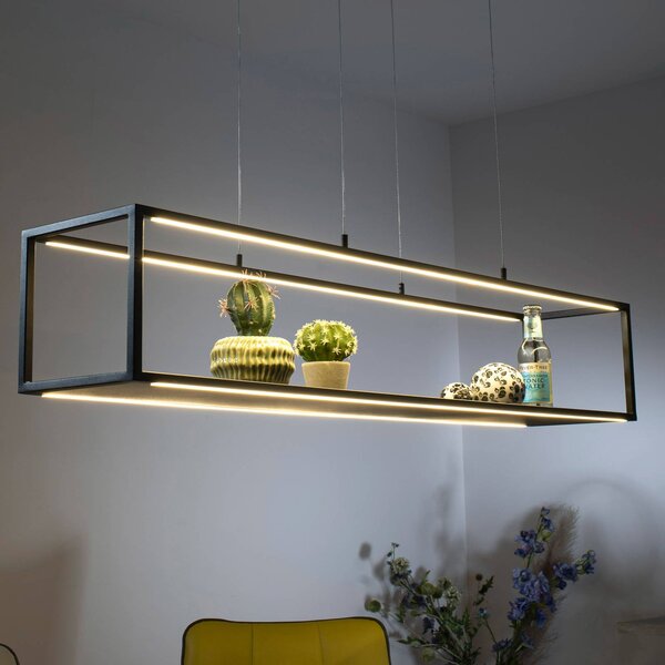 Paul Neuhaus Lampa wisząca Conni, możliwość ściemniania, czarny, salon / jadalnia, metal, nowoczesny