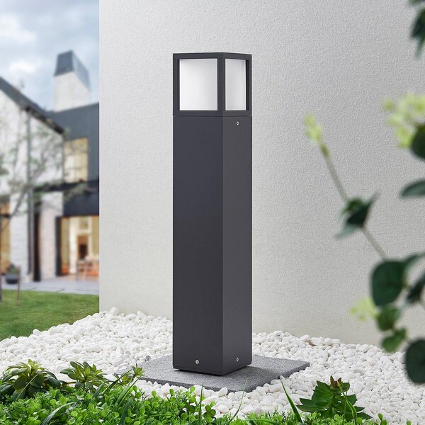 Słupek oświetleniowy Dewari Lucande, możliwość ściemniania, aluminiowy / szary / cynkowy, aluminium, nowoczesny
