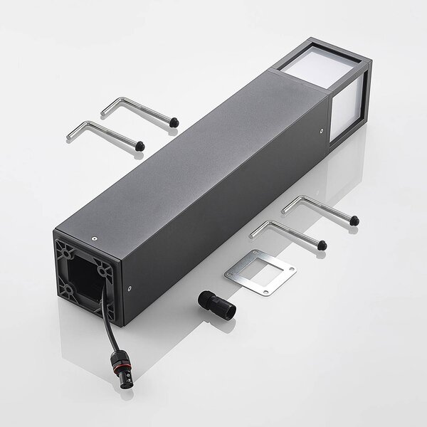 Słupek oświetleniowy Dewari Lucande, możliwość ściemniania, aluminiowy / szary / cynkowy, aluminium, nowoczesny