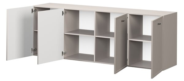 Komoda wisząca Lorini 200 cm czterodrzwiowa - kaszmir / czarne uchwyty T-bar